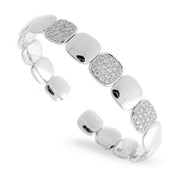 14K White Gold Flexible Diamond Station Cuff